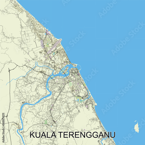 Kuala Terengganu, Malaysia map poster art photo