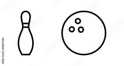 Bowling game Pin Icon vector isolated on white background. Bowling icon, ball and pin