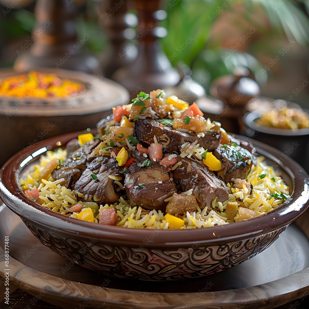 Delicious Middle Eastern Dish with Rice and Meat Delicious Middle Eastern Dish with Rice and Meat
