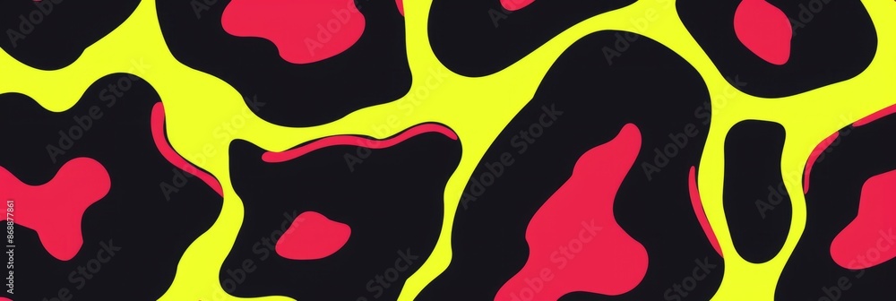 Abstract black, red, and yellow pattern wallpaper with organic shapes, banner Abstract black, red, and yellow pattern wallpaper with organic shapes, banner