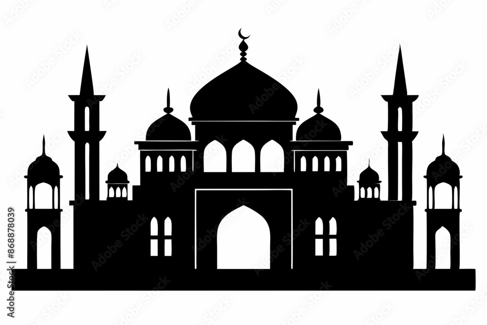 isolated black silhouette of a mosques collection, black silhouette mosque vector illustration isolated black silhouette of a mosques collection, black silhouette mosque vector illustration