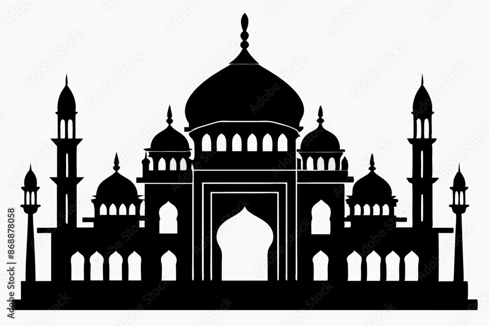 isolated black silhouette of a mosques collection, black silhouette mosque vector illustration isolated black silhouette of a mosques collection, black silhouette mosque vector illustration