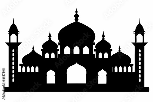 isolated black silhouette of a mosques collection, black silhouette mosque vector illustration