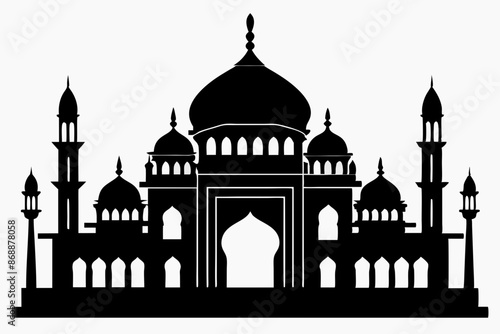 isolated black silhouette of a mosques collection, black silhouette mosque vector illustration