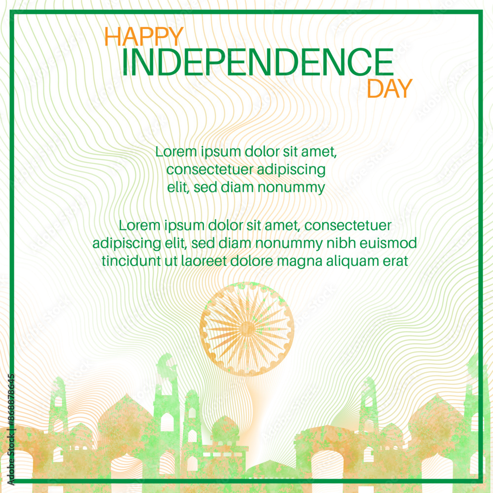 Naklejka premium a poster of independence day india orange green blue social media post hindustan bharat flag