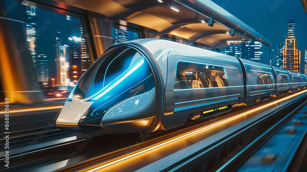 Fototapeta premium high speed bullet train based on hyper loop system 