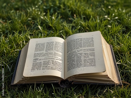 Open Book On Grass