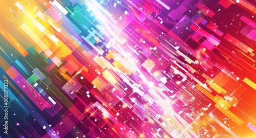 Abstract Colorful Glass Shapes In Digital Art Design