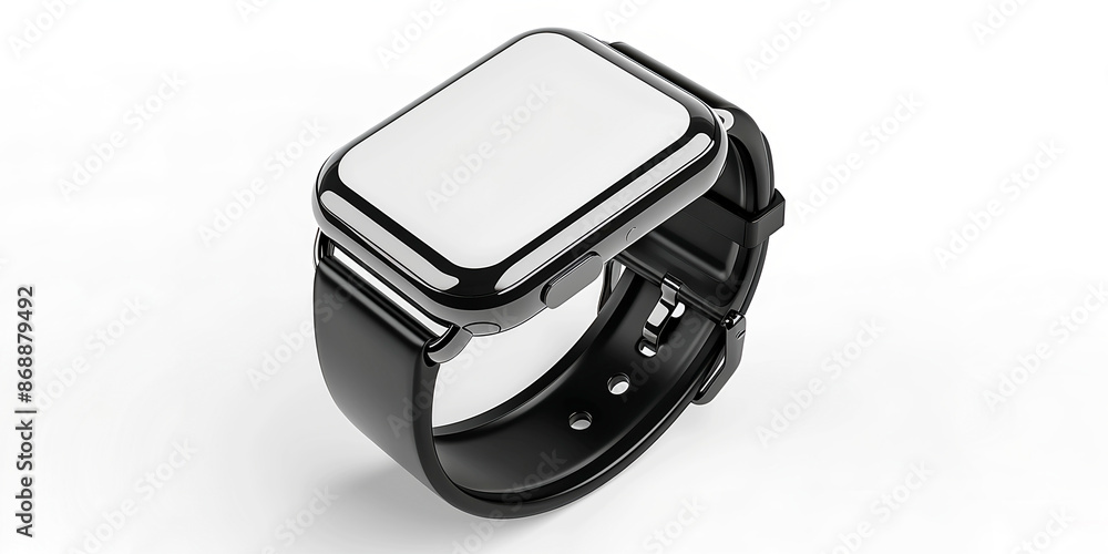 Modern smartwatch with a blank screen on a white background Modern smartwatch with a blank screen on a white background
