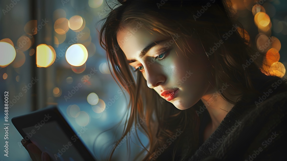 Beautiful young woman working using touchpad tablet. Beautiful young woman working using touchpad tablet.