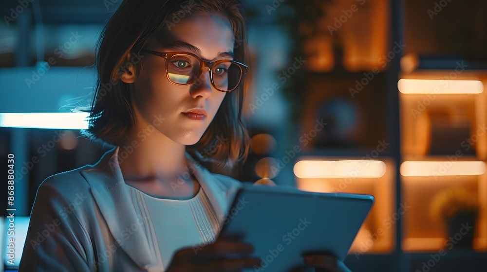 Beautiful young woman working using touchpad tablet. Beautiful young woman working using touchpad tablet.