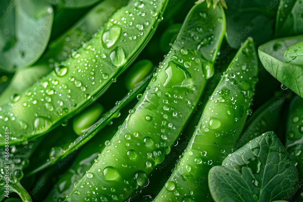 Close-up of fresh green pea with water droplets on its surface, showcasing their vibrant color and texture, perfect for nature and food photography. Close-up of fresh green pea with water droplets on its surface, showcasing their vibrant color and texture, perfect for nature and food photography.