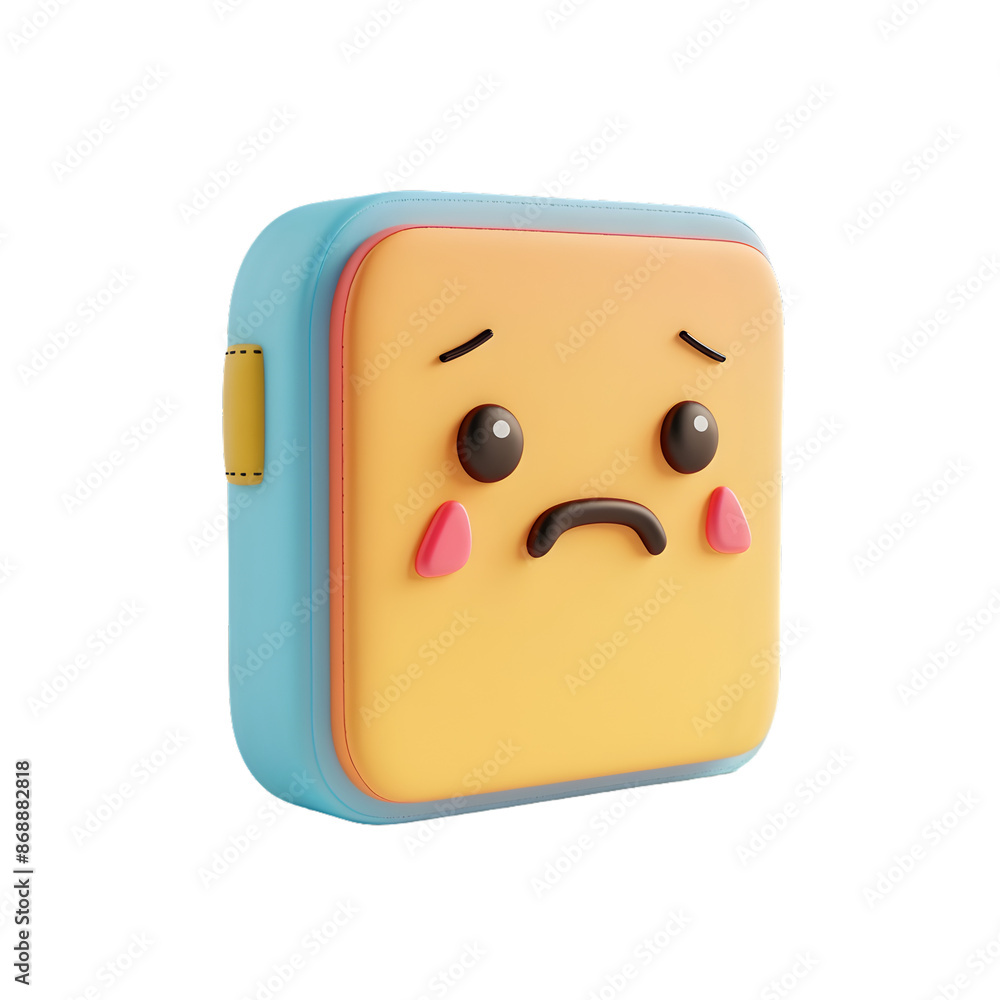 Wallet with crying expression, PNG image, isolated object Wallet with crying expression, PNG image, isolated object