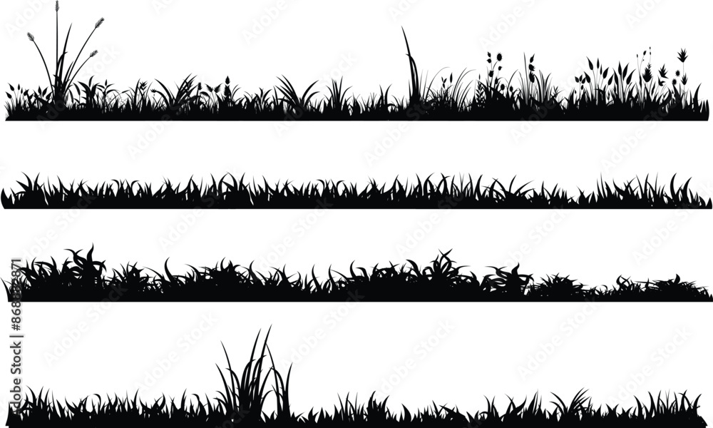 grass landscape silhouette isolated collection
