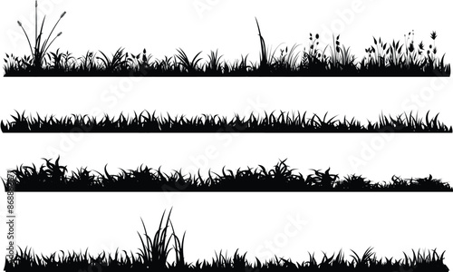 grass landscape silhouette isolated collection photo