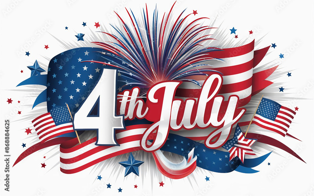 4th of July design featuring a blend of patriotic colors - red, white, and blue.