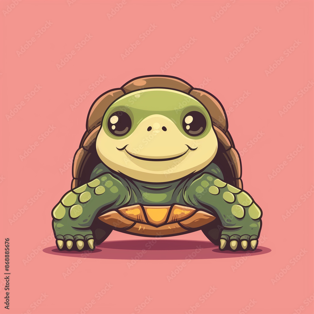 Obraz premium Whimsical Turtle Cartoon: Reptilian Delight in Vector Form