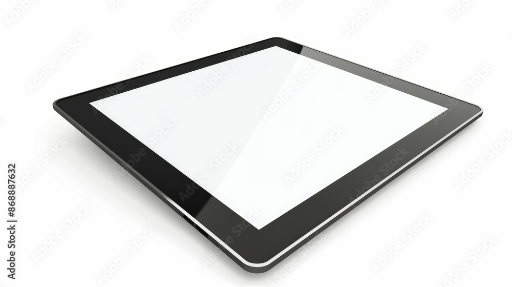 Sleek black tablet pc with blank screen on white background - great for digital designs, business, office, or personal use with wireless connectivity. Customizable for a variety of projects Sleek black tablet pc with blank screen on white background - great for digital designs, business, office, or personal use with wireless connectivity. Customizable for a variety of projects