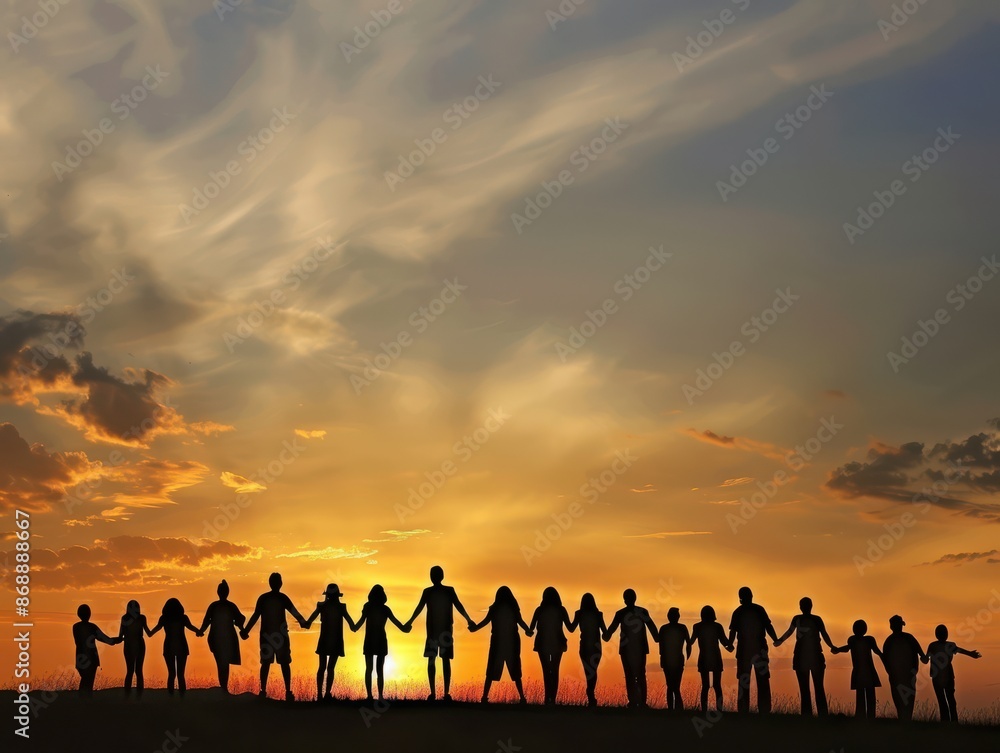 group of people at sunset group of people at sunset