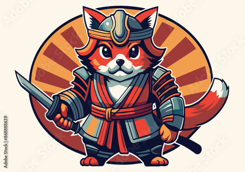 Cartoon Fox With Sword and Armor