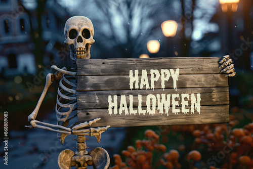 Halloween Ghost Holding a H...