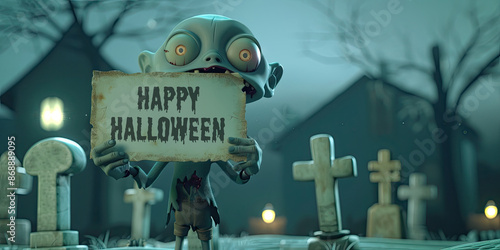 Halloween Zombie Holding a ...