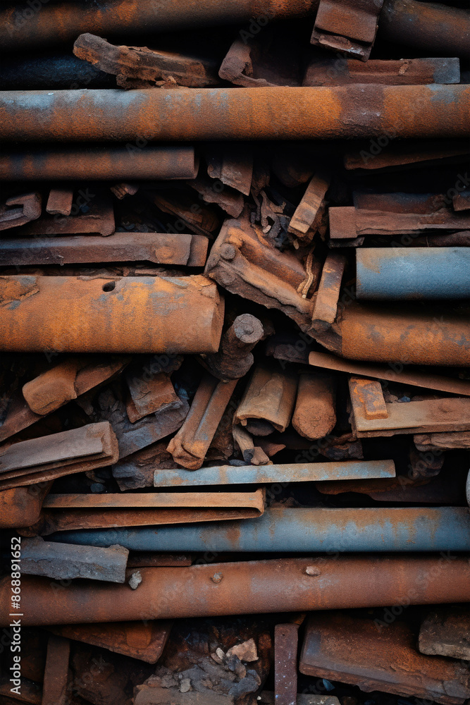 Pile of Rusty Metal Scraps with Textured Surface Showing the Effects of Time and Weather Pile of Rusty Metal Scraps with Textured Surface Showing the Effects of Time and Weather