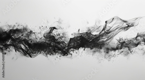 Black Ink Swirling in Water on White Background
