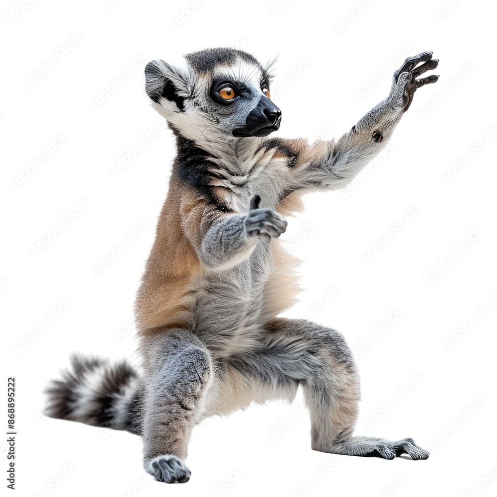 Fototapeta premium Lemurs isolated on a transparent background for web banner