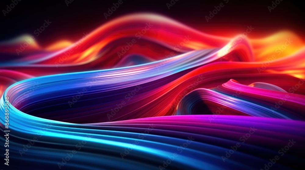colorful light waves flowing on a dark background. These light waves have several colors, including red, pink, purple, and blue, colorful light waves flowing on a dark background. These light waves have several colors, including red, pink, purple, and blue,