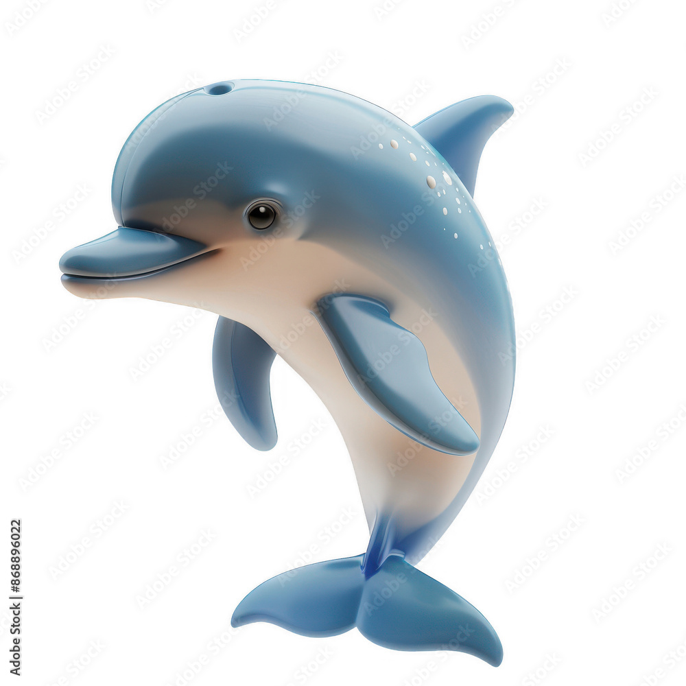 Obraz premium Friendly dolphin jumping, summer fun, 3D clay style.