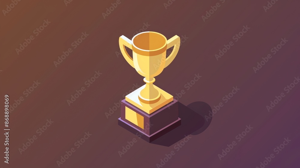 Gold trophy isometric icon Gold trophy isometric icon