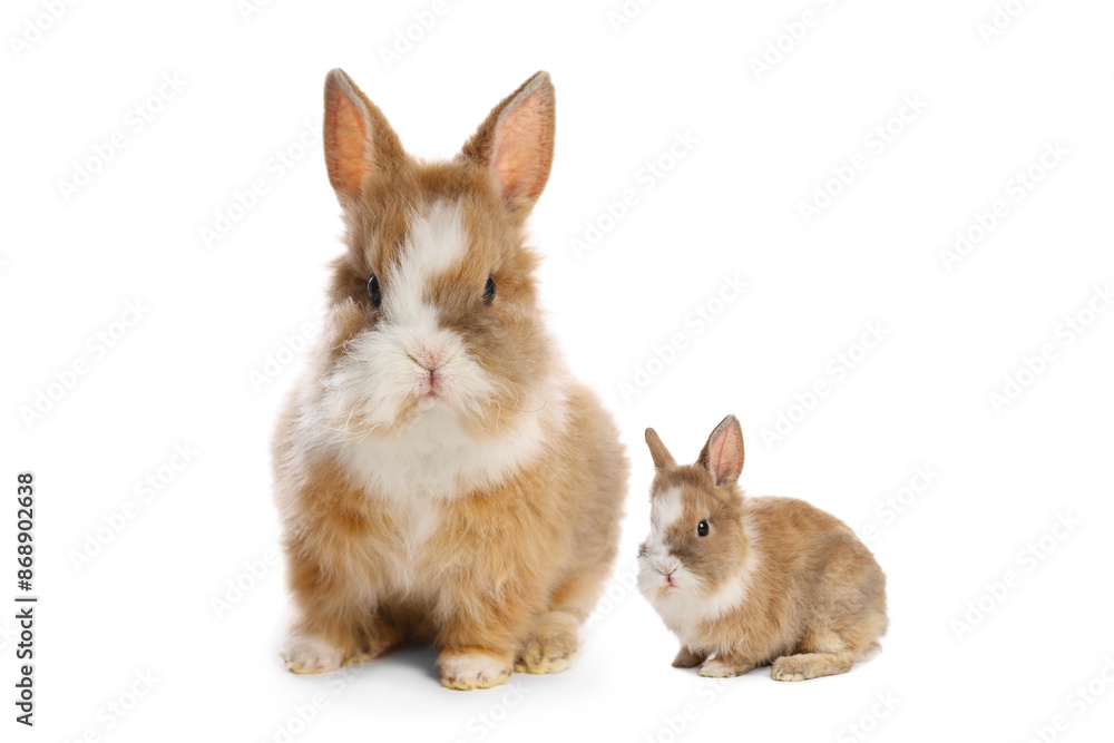 Mother rabbit and baby bunny isolated on white Mother rabbit and baby bunny isolated on white