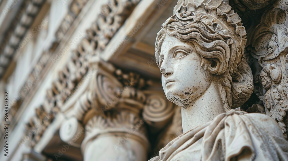 The Elegance of the Building with Detailed Columns and Sculptures The Elegance of the Building with Detailed Columns and Sculptures