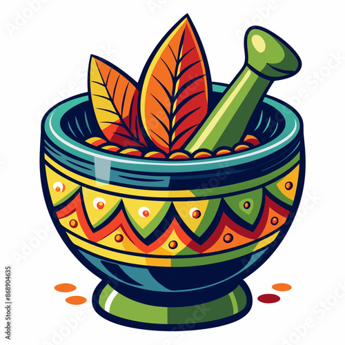 illustration of mexican culture theme, molcajete