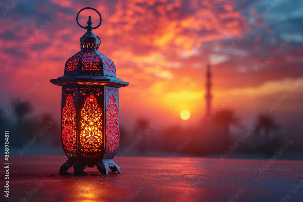 Arabic lantern on gradient background Arabic lantern on gradient background