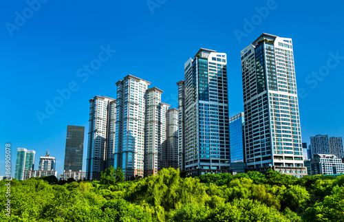 Architecture of Yeouido district in Seoul, the capital of South Korea