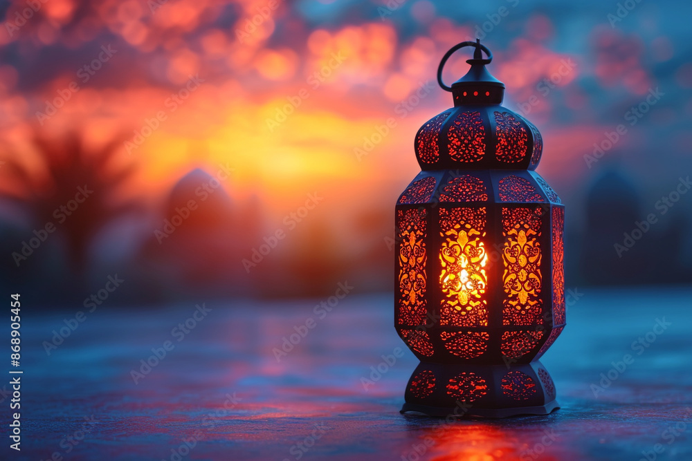 Arabic lantern on gradient background Arabic lantern on gradient background