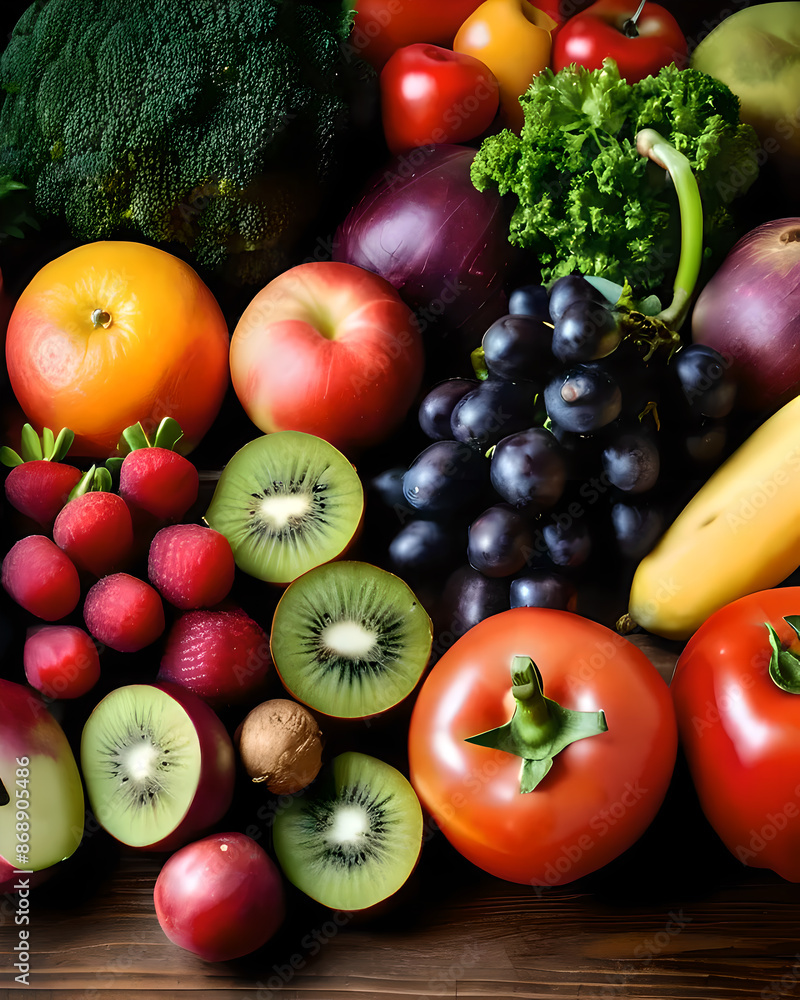 Fruit presentation on a wooden table. Fruit presentation on a wooden table.