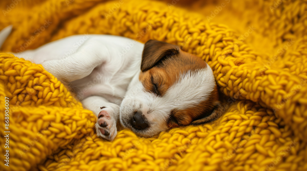 Cute dog sleeping on a blanket Cute dog sleeping on a blanket