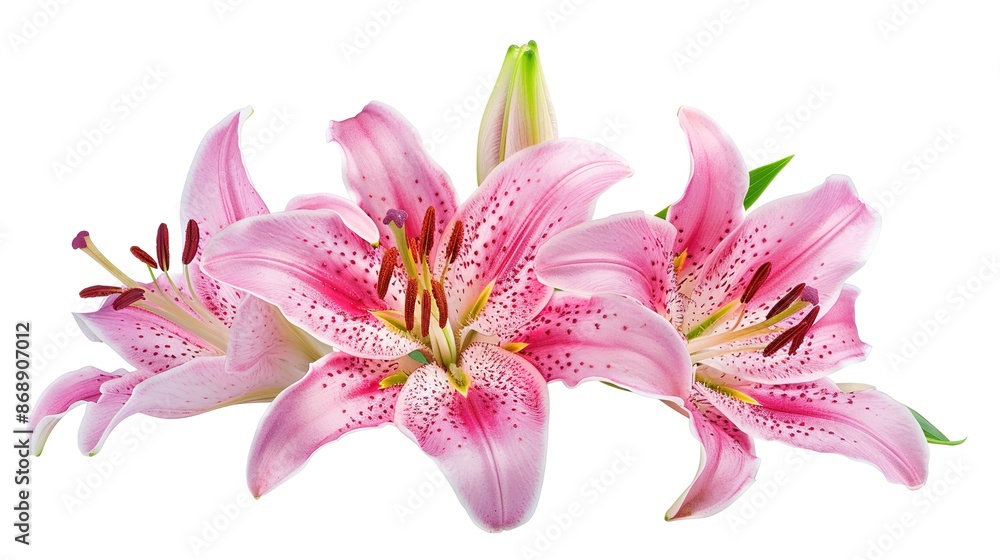 Naklejka premium Pink lily flower bouquet isolated on white background for card and decoration