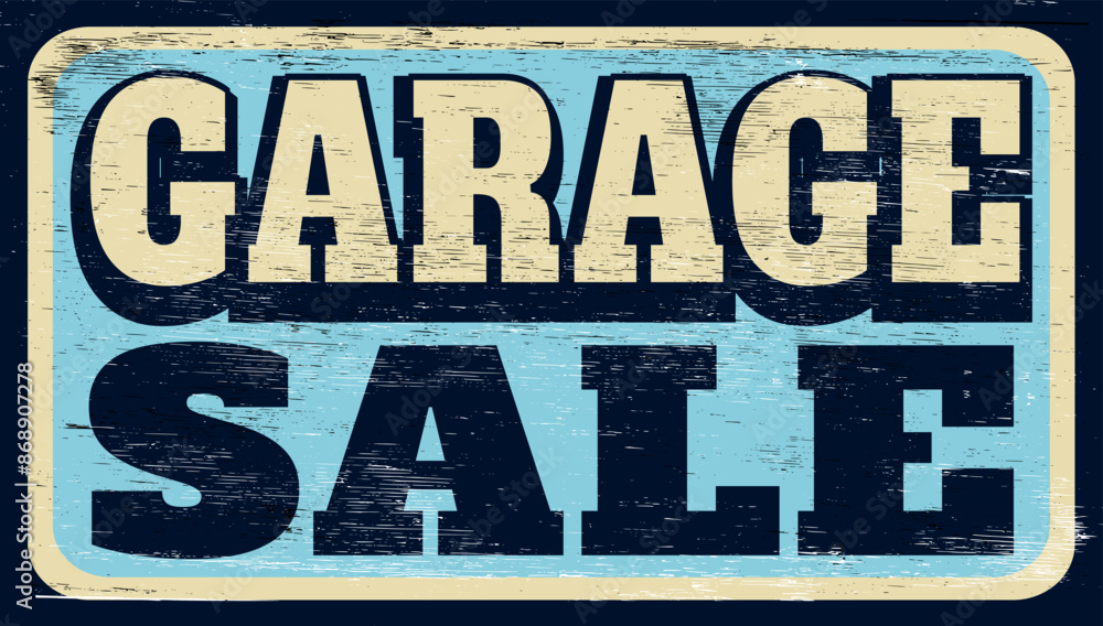 Aged and worn garage sale sign on wood Aged and worn garage sale sign on wood
