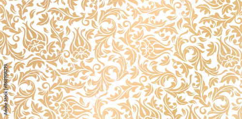 Vector golden damask seamless pattern element. Elegant luxury texture isolated colors for wallpapers, backgrounds, patterned fills, webs pages, surface textures, book covers, fabrics printing, textile