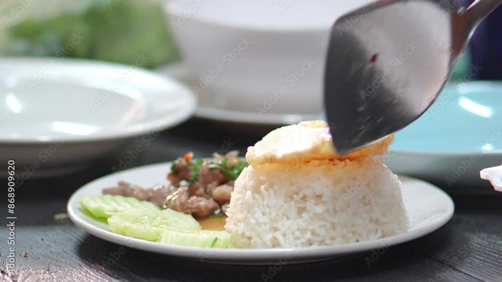 Hot food on a plate ready to serve cooked in the kitchen at the restaurant. Hot food on a plate ready to serve cooked in the kitchen at the restaurant.