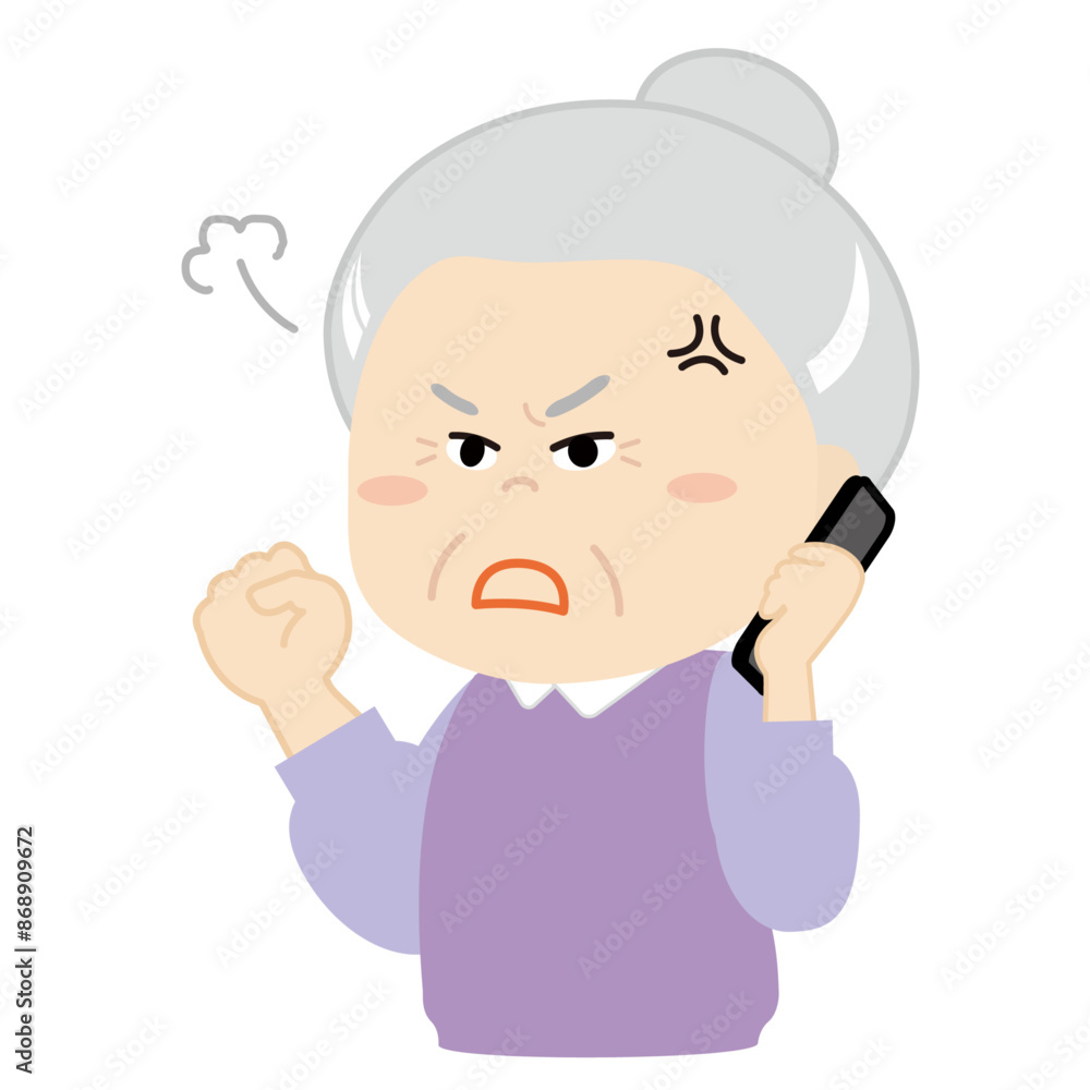 スマートフォンでおしゃべりしているシニア女性7