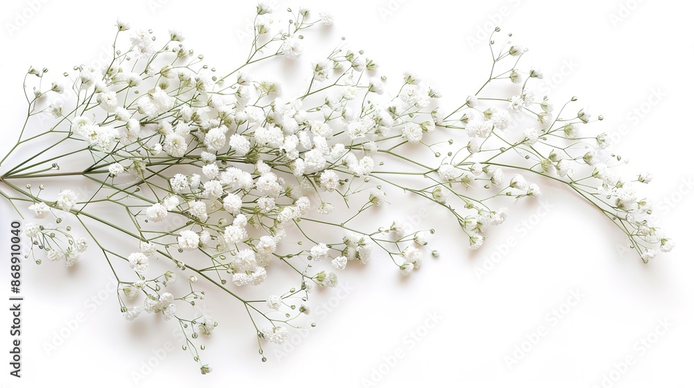 Twig of gypsophila flowers isolated on white Twig of gypsophila flowers isolated on white