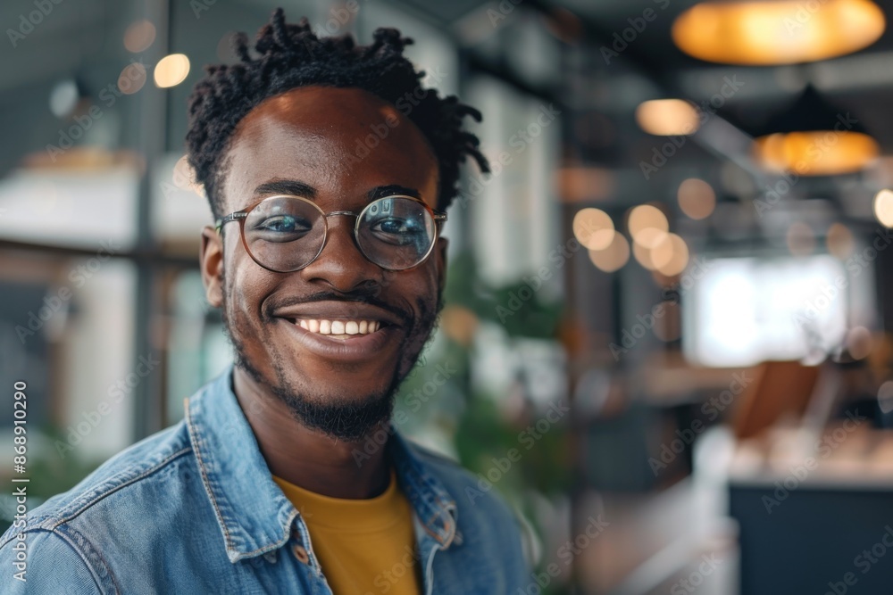 Portrait of a young male worker in startup company office Portrait of a young male worker in startup company office