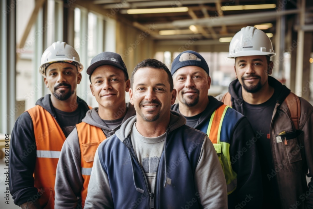 Smiling group of construction workers taking a selfie Smiling group of construction workers taking a selfie