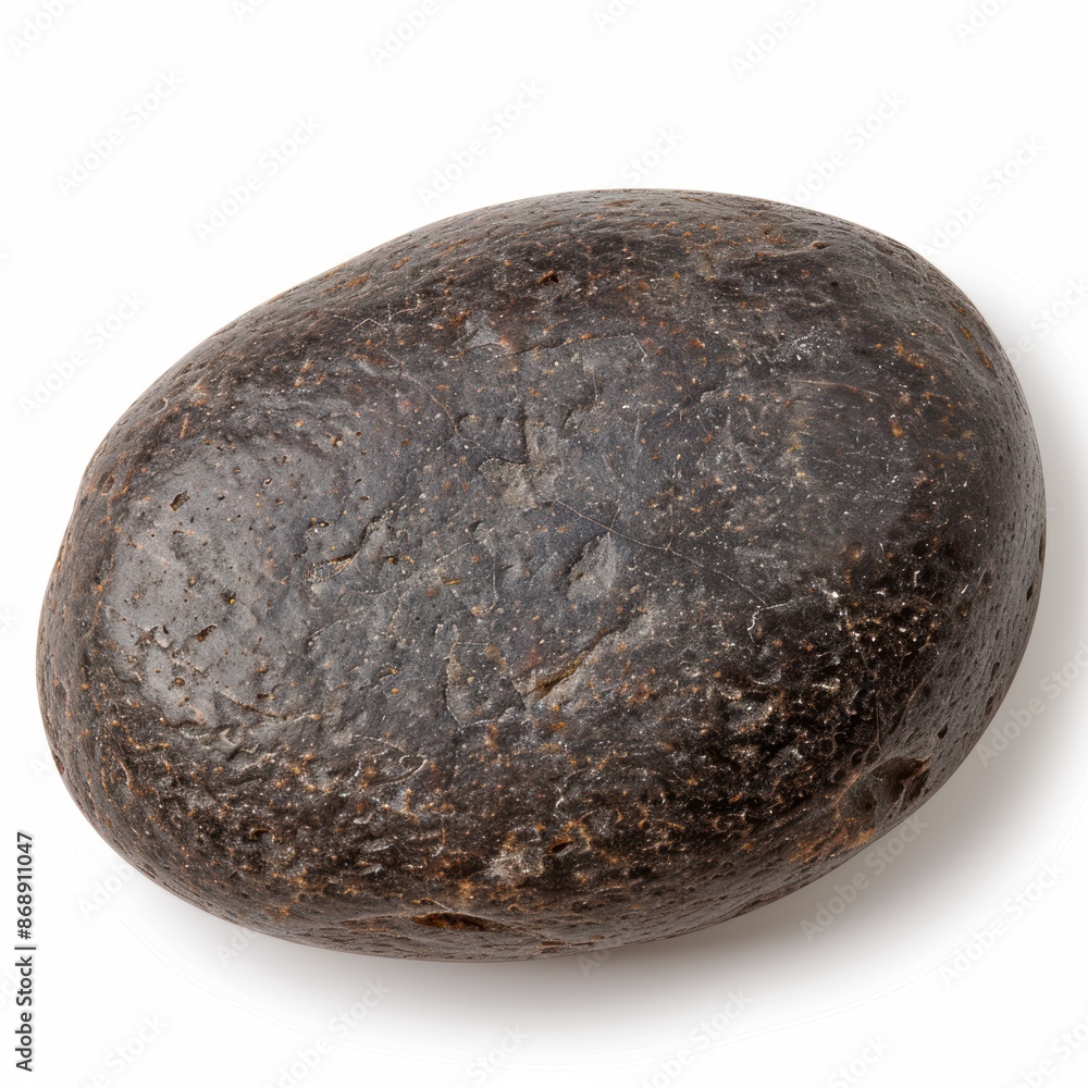 Fototapeta premium Weathered stone pebble on white background