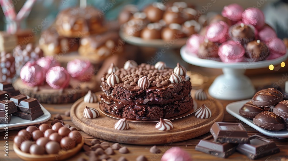 Sweet Moments: Colorful Chocolate Delights at Child's Birthday Party Table Sweet Moments: Colorful Chocolate Delights at Child's Birthday Party Table